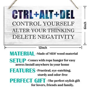 CTRL+ALT+DEL - Control Yourself-Alter Your Thinking - Delete Negativity. Inspirational Home Office Decor，Bedroom Decor, Farmhouse home decoration sign，or Any Other Home Decor