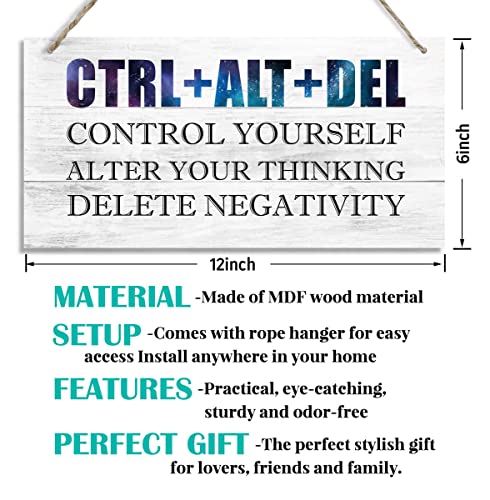 CTRL+ALT+DEL - Control Yourself-Alter Your Thinking - Delete Negativity. Inspirational Home Office Decor，Bedroom Decor, Farmhouse home decoration sign，or Any Other Home Decor