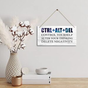 CTRL+ALT+DEL - Control Yourself-Alter Your Thinking - Delete Negativity. Inspirational Home Office Decor，Bedroom Decor, Farmhouse home decoration sign，or Any Other Home Decor