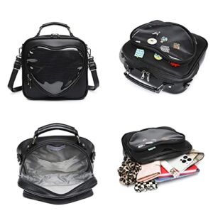 RAINBOW SMILE Ita Bag Multi-Purpose Backpack Crossbody Heart Purse Kawaii Pin Display Bag with Insert （2117-Black