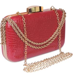 evening bag – small clutch purses for women wedding – women’s evening handbags formal crossbody evening clutch (red)