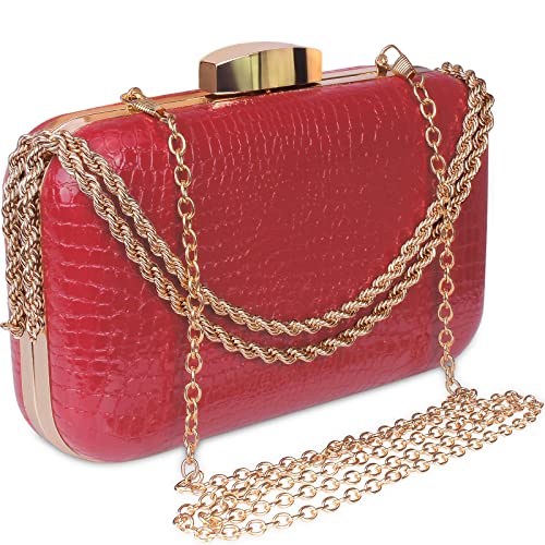 Evening Bag - Small Clutch Purses for Women Wedding - Women's Evening Handbags Formal Crossbody Evening Clutch (Red)