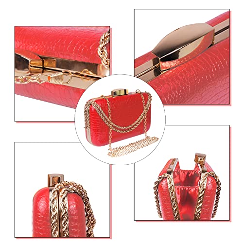 Evening Bag - Small Clutch Purses for Women Wedding - Women's Evening Handbags Formal Crossbody Evening Clutch (Red)