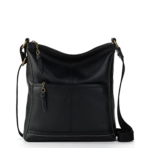 The Sak Womens Iris Crossbody in Leather Casual Purse With Adjustable Strap Zipper Pockets, Black, One Size US