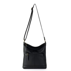 The Sak Womens Iris Crossbody in Leather Casual Purse With Adjustable Strap Zipper Pockets, Black, One Size US