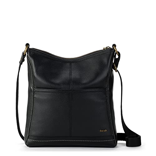 The Sak Womens Iris Crossbody in Leather Casual Purse With Adjustable Strap Zipper Pockets, Black, One Size US