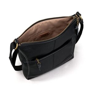 The Sak Womens Iris Crossbody in Leather Casual Purse With Adjustable Strap Zipper Pockets, Black, One Size US