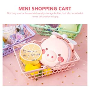 Toddmomy Mini Shopping Basket Metal Wire Storage Basket with Handles for Mini House Furniture Decoration Kids Party Favors