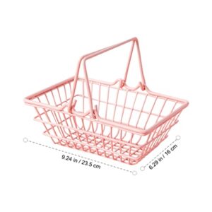 Toddmomy Mini Shopping Basket Metal Wire Storage Basket with Handles for Mini House Furniture Decoration Kids Party Favors
