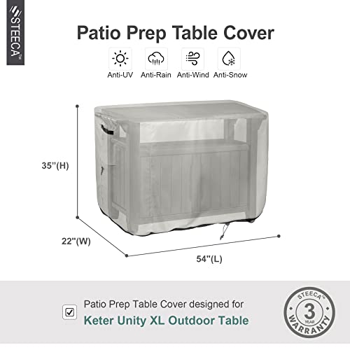 STEECA Patio Prep Table Cover for 52 Inch Keter Unity XL Portable Table, Waterproof Weather-Resistant BBQ Grill Prep Table Cover 54L x 22W x 35H