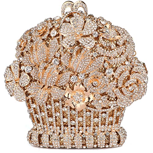 MOSSMON Flower Crystal Evening Clutch Bag Elegant Bride Wedding Party Purse for Women