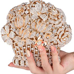 MOSSMON Flower Crystal Evening Clutch Bag Elegant Bride Wedding Party Purse for Women