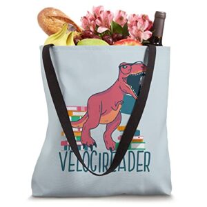 VELOCIREADER Velociraptor Fun Dinosaur Reader Meme Student Tote Bag