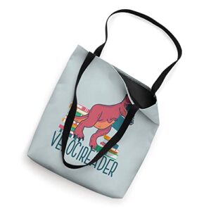 VELOCIREADER Velociraptor Fun Dinosaur Reader Meme Student Tote Bag