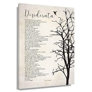 desiderata poem framed inspirational wall art posters encouraging quotes wall decor canvas prints modern vintage painting for living room poetry artwork framed (12×18 inch)