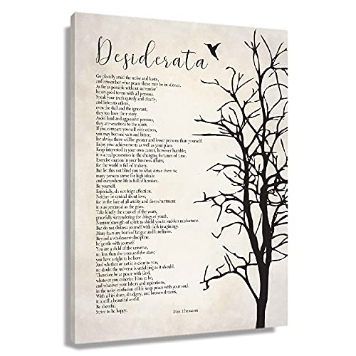 Desiderata Poem Framed Inspirational Wall Art Posters Encouraging Quotes Wall Decor Canvas Prints Modern Vintage Painting For Living Room Poetry Artwork Framed (12x18 inch)