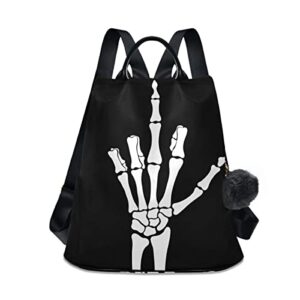 glaphy skull finger funny backpack purse for women, anti theft backpack shoulder bag, fashion casual lightweight ladies backpack