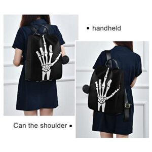 Glaphy Skull Finger Funny Backpack Purse for Women, Anti Theft Backpack Shoulder Bag, Fashion Casual Lightweight Ladies Backpack