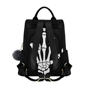 Glaphy Skull Finger Funny Backpack Purse for Women, Anti Theft Backpack Shoulder Bag, Fashion Casual Lightweight Ladies Backpack