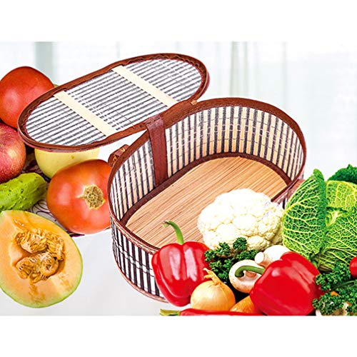 UPKOCH Wicker Picnic Basket for 2 Woven Basket with Double Swing Handles Wicker Basket for Fruit and Food for Outdoor Picnic