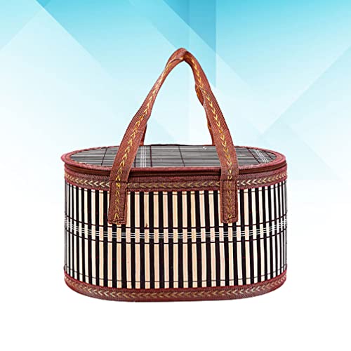 UPKOCH Wicker Picnic Basket for 2 Woven Basket with Double Swing Handles Wicker Basket for Fruit and Food for Outdoor Picnic