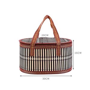 UPKOCH Wicker Picnic Basket for 2 Woven Basket with Double Swing Handles Wicker Basket for Fruit and Food for Outdoor Picnic