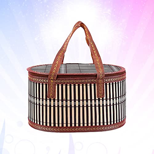 UPKOCH Wicker Picnic Basket for 2 Woven Basket with Double Swing Handles Wicker Basket for Fruit and Food for Outdoor Picnic