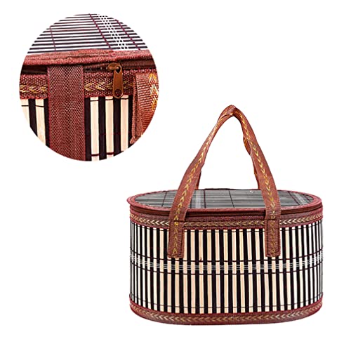 UPKOCH Wicker Picnic Basket for 2 Woven Basket with Double Swing Handles Wicker Basket for Fruit and Food for Outdoor Picnic