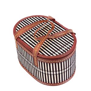 UPKOCH Wicker Picnic Basket for 2 Woven Basket with Double Swing Handles Wicker Basket for Fruit and Food for Outdoor Picnic