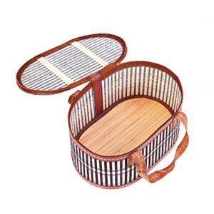 UPKOCH Wicker Picnic Basket for 2 Woven Basket with Double Swing Handles Wicker Basket for Fruit and Food for Outdoor Picnic