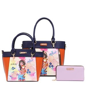 nk12374- lovely clara 3 piece set (tote, crossbody, wallet)