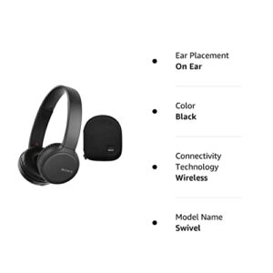 Sony WH-CH510 Wireless Bluetooth On-Ear Headphones (Black), USB-C Charging and Built-in Microphone with Knox Gear Hard-Shell Case Bundle (2 Items)