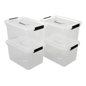 annkkyus 4-pack clear boxes, plastic storage bin with lid, 10.5 quarts