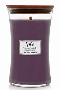 woodwick large hourglass candle, amethyst & amber, 21.5 oz.