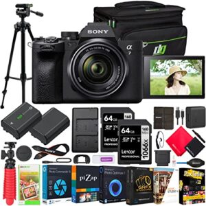 sony a7 iv mirrorless full frame camera body with 28-70mm f3.5-5.6 lens kit ilce-7m4k/b bundle with deco gear photography case + tripod + extra battery, dual charger, software and accessories