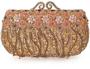 mossmon flower crystal evening clutch bag elegant bride wedding party purse for women