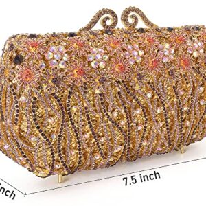 MOSSMON Flower Crystal Evening Clutch Bag Elegant Bride Wedding Party Purse for Women