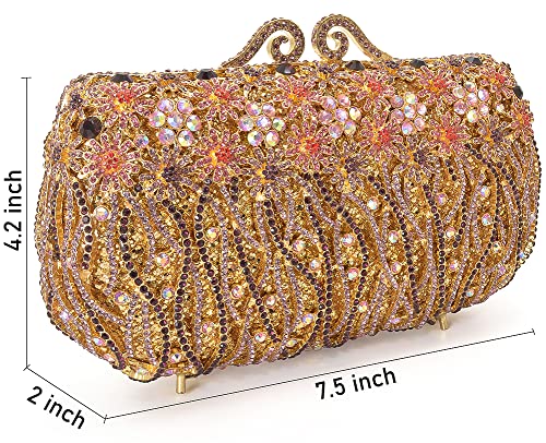 MOSSMON Flower Crystal Evening Clutch Bag Elegant Bride Wedding Party Purse for Women