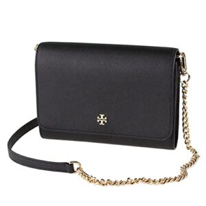 tory burch 82328 black with gold hardware new emerson chain wallet black leather cross body bag