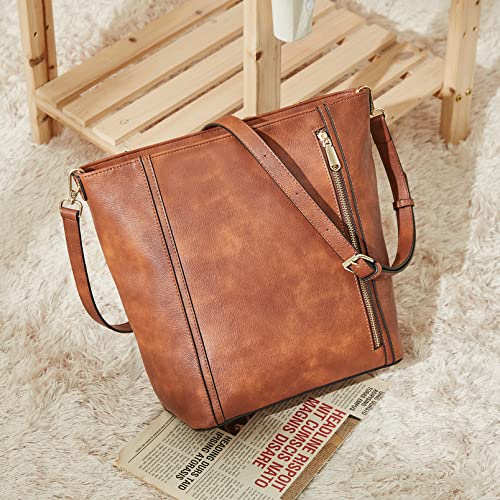 Telena Handbags for Women Bucket Bags Purses and Handbags Vegan Leather Hobo Crossbody Bag with Adjustable Strap Mocha Brown