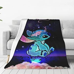 stitch blanket super cozy soft lightweight flannel fleece plush throw blankets for home couch, bed and sofa 50″x40″