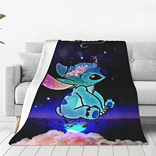 Stitch Blanket Super Cozy Soft Lightweight Flannel Fleece Plush Throw Blankets for Home Couch, Bed and Sofa 50"X40"