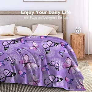 Butterfly Blanket Purple Butterflies Throw Blanket Ultra Soft Flannel Beautiful Butterfly Blanket Gifts for Adults Kids 50"x40"