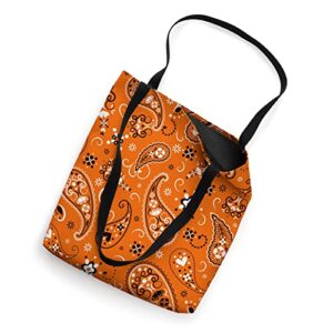 Aesthetic Orange Paisley Bandana Vintage Floral Boho Pattern Tote Bag