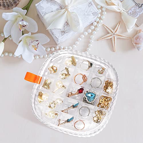 Unaone Jewelry Organizer Box, Acrylic Earring Organizer Jewelry Box with Compartment Tray, Clear Display Storage Box for Rings Bracelet Necklaces, 3 Layer Travel Jewelry Case Gift for Women Girls