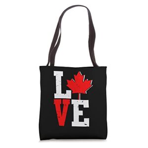 love maple leaf | canadian flag | canada tote bag