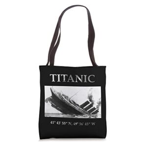 titanic 2012 gps coordinates of sinking tote bag