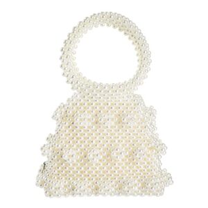 yushiny women acrylic beaded ladder evening handbag box with zipper closure for wedding party (white)