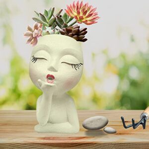 Face Flower Pot Succulent Planter Unique Resin Head Planter Funny Cute Covering Nose Face Planters Pot Outdoor Indoor Garden Courtyard Lawn Bathroom Decoration