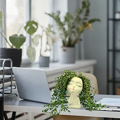 Face Flower Pot Succulent Planter Unique Resin Head Planter Funny Cute Covering Nose Face Planters Pot Outdoor Indoor Garden Courtyard Lawn Bathroom Decoration